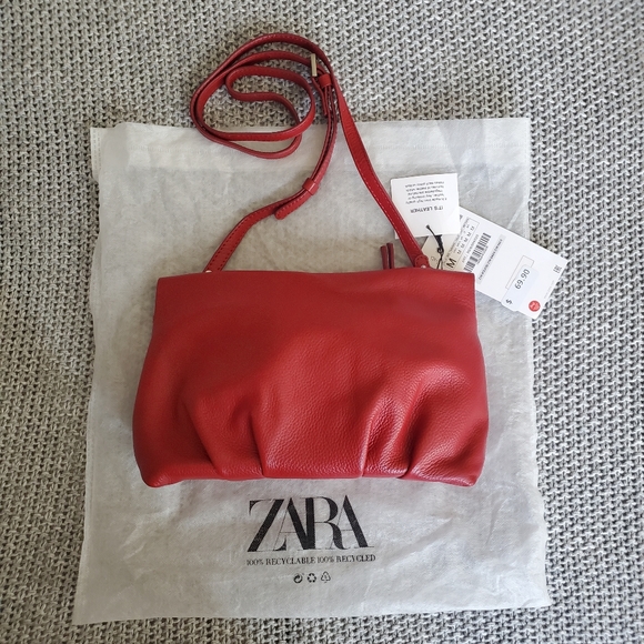Zara Handbags - NEW real leather Zara crossbody/clutch bag